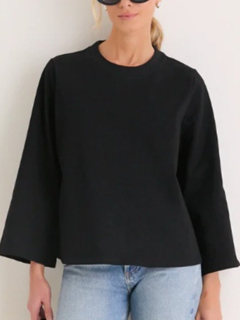 Modern Casual Workwear Tuckernuck Black Adler Tee Long Bell Sleeves Cotton Large